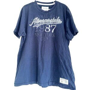 Y2K 2009 Aeropostale Mens Short Sleeve T Shirt Sz XXL Navy Embroidered Logo
